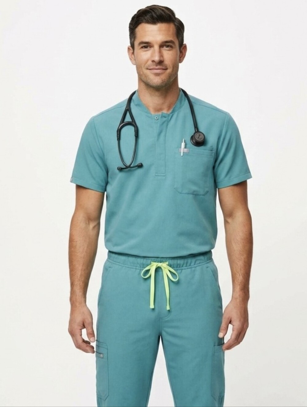 FIGS Technical Collection Teal Scrub Set, Cargo Zip Pockets, XXL top, XXS bottom
